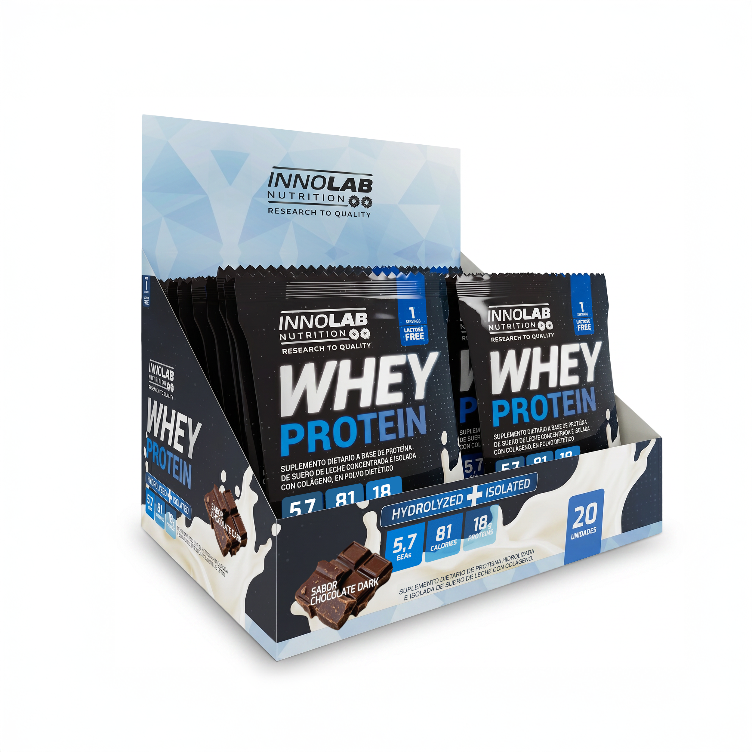 Whey Protein (Hydrolyzed + Isolated) Display x 20 Sobres - Chocolate Dark