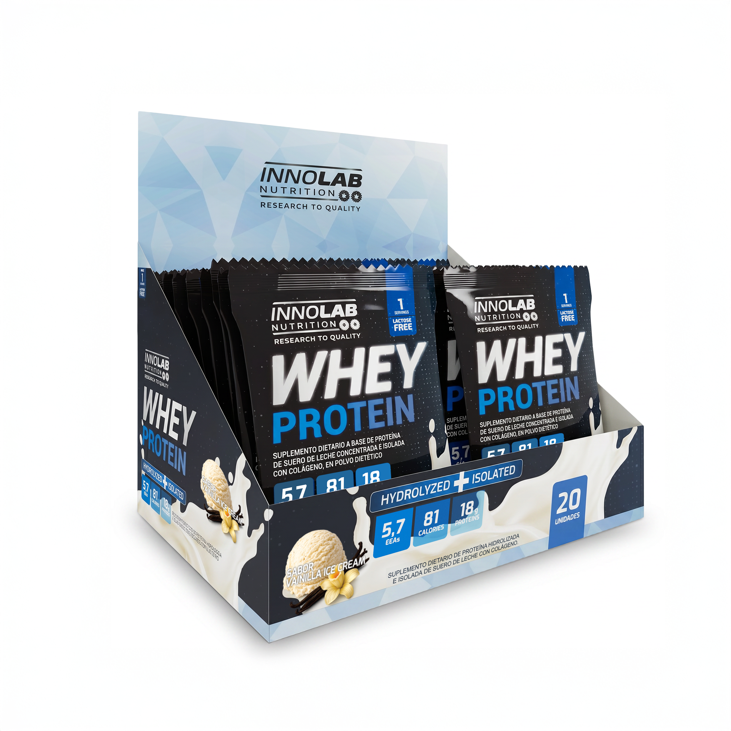 Whey Protein (Hydrolyzed + Isolated) Display x 20 Sobres - Vainilla Ice Cream