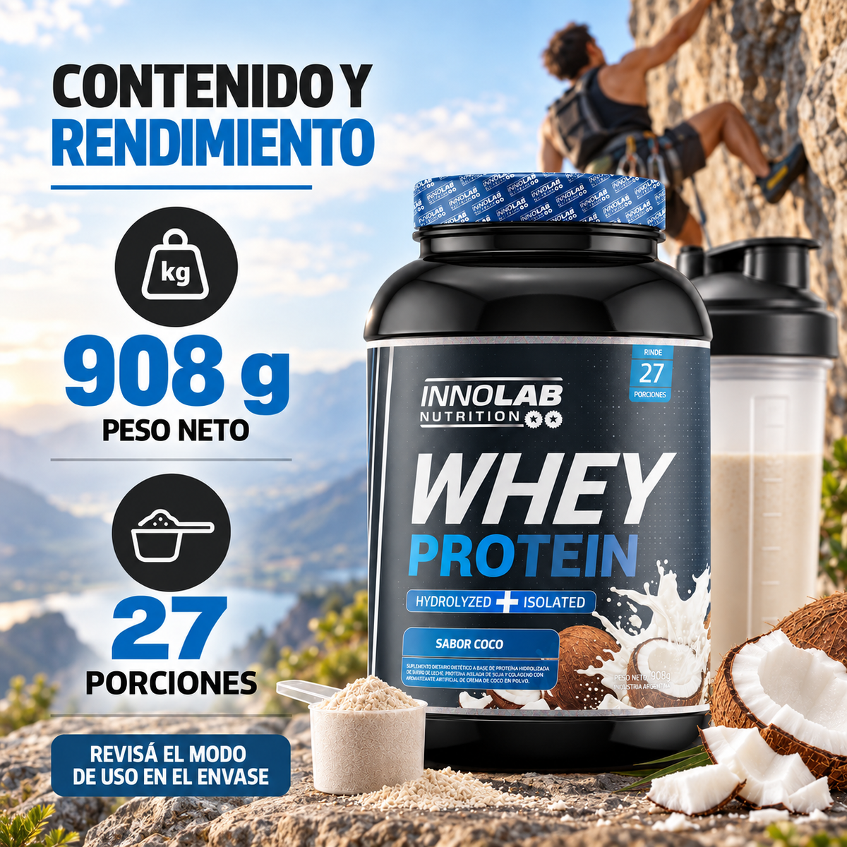 Whey Protein Coco (Hydrolyzed + Isolated) 908g (27 Servings)