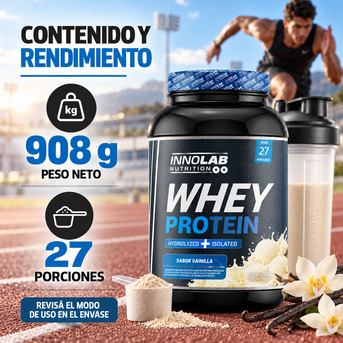 Whey Protein Vainilla (Hydrolyzed + Isolated) 908g (27 Servings)